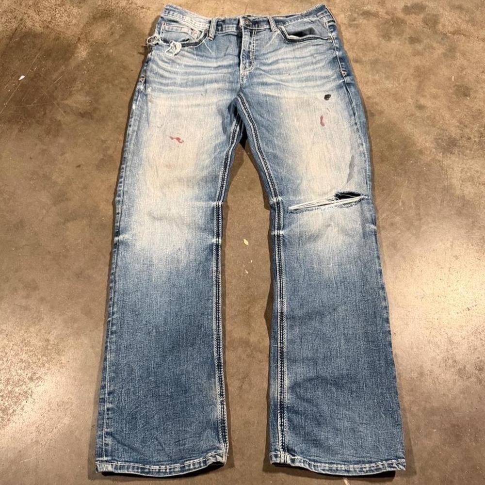 BKE Jake Bootcut Jeans Mens 32x31 Blue Distressed Y2K Denim Medium Wash